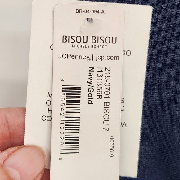 NWT Bisou Bisou Navy & Gold Grecian Halter Plus Mini Dress Women's 16 - Picture 4 of 10